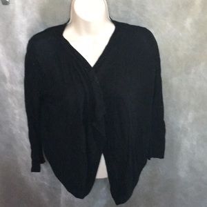 DKNY cropped black sweater handkerchief hem